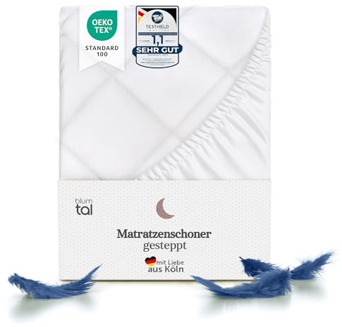 Blumtal Coprimaterasso Matrimoniale Trapuntato, Coprimaterasso Imbottito Letto Matrimoniale Trapuntato, Antirumore, Traspirante Extra-comfort, 200x200x30cm, 1 Pezzo