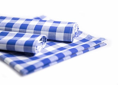 texpot Landhaus Serviette 50 x 50 cm 6 Stück Blau-weiß Kariert aus 100% Baumwolle im 20 mm Karo Bauernkaro
