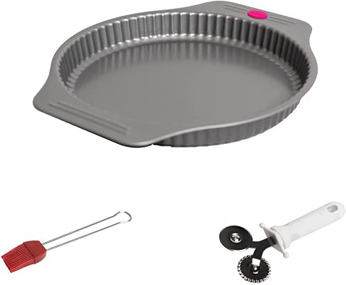 SIF UNIS 905 Il miglior X Francia-Kit Ø 28 cm, Rotella tagliapasta Doppia e Pennello in Silicone-Utensili Pasticceria Torta Cucina, Accessori Cake Design Professionale, Acciaio