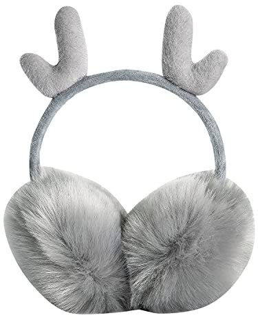 ITODA Ohrenwärmer Winter Mädchen Ohrenschützer Warm Kunstfell Earmuffs Damen Ohrenschutz Earband Verstellbar Faltbar Ohrenwärmer Geweih Ohrwärmer Winddicht Flauschig Winteraccessoire Outdoor Freizeit