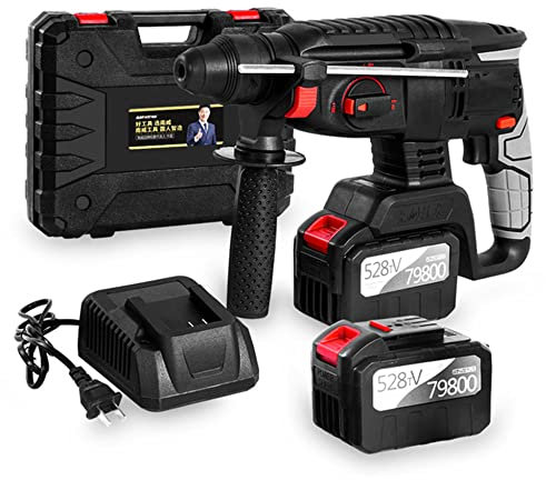 Perforateur, Marteau Perforateur, 3 Modes Perforateur Burineur, Marteau Démolisseur, Marteau électrique de Démolition, avec 2X Batterie/Chargeur, Utilisé pour le Béton, le Métal et la Pierre