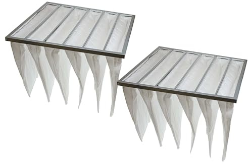 vhbw 2x Taschenfilter für Klima | und Lüftungsanlagen - Filter G4, 59,2 x 59,2 x 36 cm, Weiß