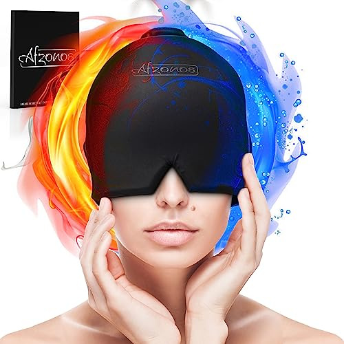 Afzonos Cuffia Gel per Emicrania e Mal di Testa – Terapia del Freddo o Caldo | Sollievo Immediato per Emicrania, Stress e Cervicale | Idea Regalo Benessere Donna Uomo
