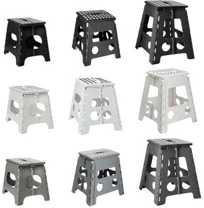 MY DIY 11 Inch Folding Step Stool Lightweight Heavy Duty Strong Plastic Stool For Kids & Adults With Easy Carry Handle 150KG Weight Capacity Portable Footstool