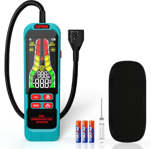 High Sensitivity Gas Leak Detector Natural Gas Detector with 9.4-Inch Probe, Portable Gas Tester with Audible & Visual Alarm to Locate Combustible Sources Like Methane, Propane for Home and RV