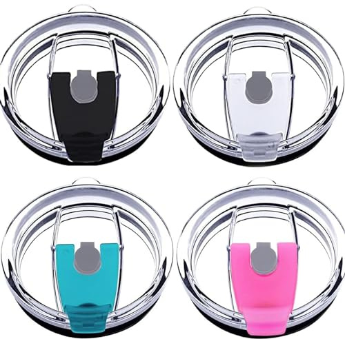 Tumbler Lids Spillproof 20oz,4 Pack Splash Resistant Lid for Beast,Juro,Ozark Trail,Rae Dunn,Atlin,Coffee Mug and More Cooler Cup,Covers for 20oz Tumbler (20OZ)