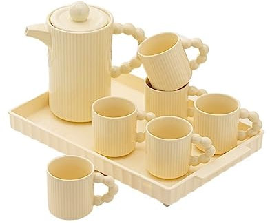 GRFIT Brocca Acqua Crema Feng Shui Cup Set for la casa Tazza for l'inaugurazione della casa Set da tè Soggiorno Ospitalità Bollitore for Il tè Ceramica Caraffa Acqua (Color : B)