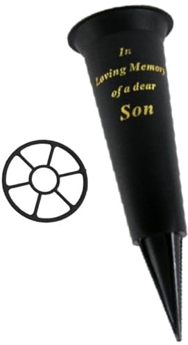 Black In Loving Memory Son Spiked Memorial Grave Flower Vase Graveside Memorial with flower holder insert