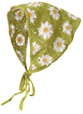 Crochet Floral Headbands for Women Bandana Head Kerchief Knitted Hair Scarf Mesh Hair Scarves for Women Girls Summer