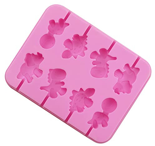 Asukohu 8 moules à sucettes en forme de dinosaure pour décoration de gâteau en sucre