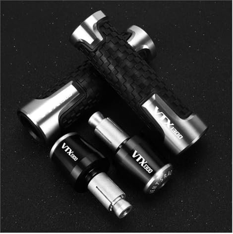 WESTCH Moto Für VTX1300 Retro VTX 1300 2003 2004-2009 Motorrad Zubehör Lenker Griffe Griff Bar Kappe End Stecker 7/8 22 MM(Silver)