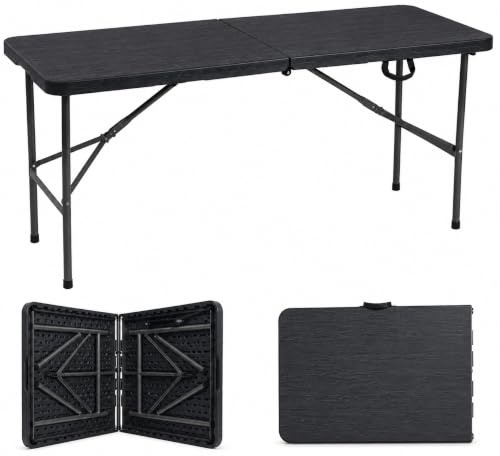 ACCURATE Heavy Duty Folding Camping Table (BLACK, 4FT)