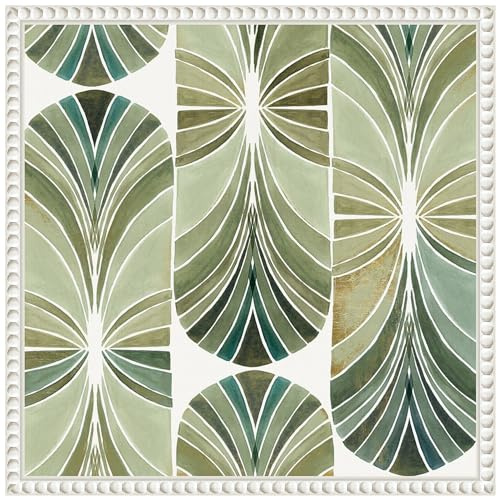 Amanti Art Framed Canvas Wall Art 16x16 Palm Art Deco I by Lily k, Framed Wall Art Canvas, Abstract Artwork, Traditional Decor, Small Poster Painting for Living Room, Bedroom, Bathroom, Kitchen,