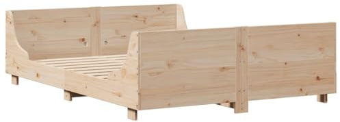vidaXL Massivholzbett, Holzbett Bett mit Kopfteil Fußteil, Bettgestell Bettrahmen mit Lattenrost, Doppelbett Schlafzimmerbett, 140x200cm Kiefer