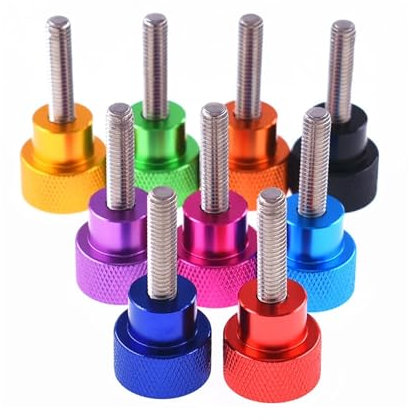 OZXZH 2 Stück 1/4-20 UNC Rändelschraube, Aluminium, Rändelkopf, Edelstahlgewinde, handfest anzuziehen, Länge 6-100 mm(Silver,L-60MM_1I4-20UNC)