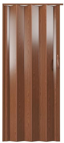 48 W Premium Foldable Accordion Doors, Double Walled Heavy Duty Folding Doors for Interior, Privacy Room Divider, Walnut