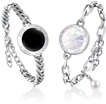 TOTWOO Intelligente Bluetooth Armbänder für Paare in Fernbeziehungen | 1:1-Kopplung per App, Licht & Vibration bei Berührung. Geschenk für Fernbeziehungen. 316 Edelstahl. Seelenverwandte Serie