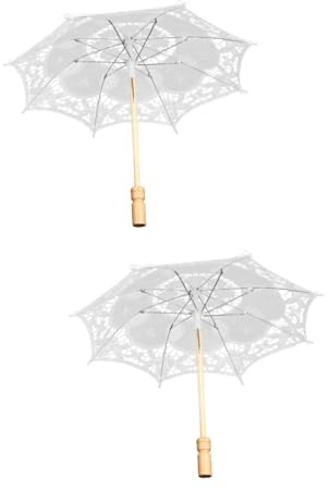 SAFIGLE 2st Hochzeitsschirm Chinesischer Regenschirm Vintage Regenschirm Hochzeitsdekorationen Für Die Zeremonie Spitzenschirm Vintage Hochzeitsdeko Brautjungfer Satin- Weiß