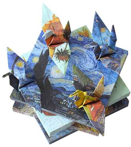 60 fogli di carta per origami, 20 cm x 20 cm, double face, motivo Van Gogh, per pittura a olio artistica, carta decorativa per fai da te, scrapbooking, decoupage, artigianato manuale