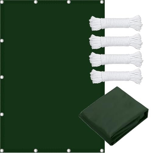 Vela Ombreggiante Parasole 5 x 5.9 m Impermeabile Protezione UV 98% Ombreggiante, Vento Recinzione Privacy Vela Ombreggiante Rettangolare con Fune per Cortile, Verde Scuro