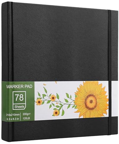 Hisdricus Skizzenbuch quadratisch - 156 Seiten (78 Blätter) Mixed Media Sketchbook, 200 g/m² Dickes Alkohol Marker Papier für Bleistift, Kohle, Pastell und Aquarelll