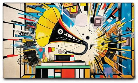 Giallobus - Quadro - 73 - Grammofono 02 - Tela Canvas Telaio Standard - 100x60 - Pronto da Appendere - Quadri Moderni per la casa