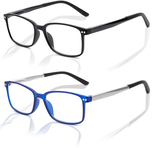 Epavouos 2 Pack Lesebrille Ultraleichtes Material Blaulichtfilter mit Sehstärke klare Sicht Komfortabel und langlebig