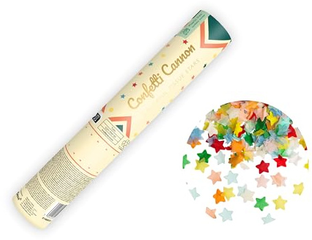 Konfettikanone mit Sternen 20cm - 5 bis 8 m Effekthöhe - Konfetti Kanone Geburtstag Zirkusparty - Party Popper - Konfettiregen Shooter - Konfettibombe - Bunt