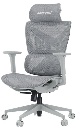 Anda Seat X-Air Mega Mesh Gaming Chair for Adults – Ergonomic Mesh Office Chair with 3D Armrests, 3D Headrest, Lumbar Support, Reclining High Back - Comfortable Heavy Duty Desk Chairs, Ash Grey