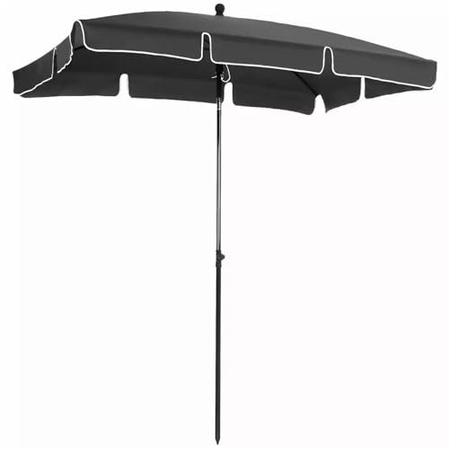 WBQYIPD Parasol de jardin inclinable 200 x 130 cm, parasol rectangulaire inclinable, parasol de table de marché extérieur, protection UV 50+ for balcon, terrasse, plage(Gray)