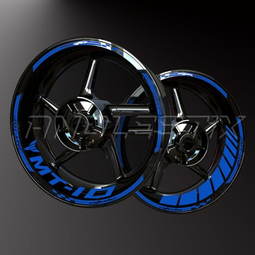 Adesivi riflettenti in vinile per bordo di cerchi da moto, adesivi kit per Yamaha MT10, nastri cerchi moto completi per 2 ruote cerchi da 17 (blu riflettente)