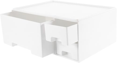 Artibetter PC Monitorständer mit Organizer Schublade aus Abs in Weiß | Monitorerhöhung für Schreibtisch, Aufbewahrungsständer für Büromaterial und Schreibwaren, 1 Stück