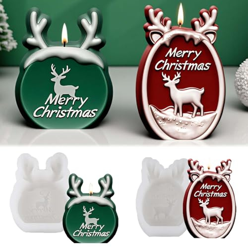 2 moldes de silicona de alce WISIRENT, molde de silicona para Navidad, alce de Navidad, moldes para velas, moldes de silicona, moldes de fundición, ciervo, Navidad, velas, moldes de silicona para