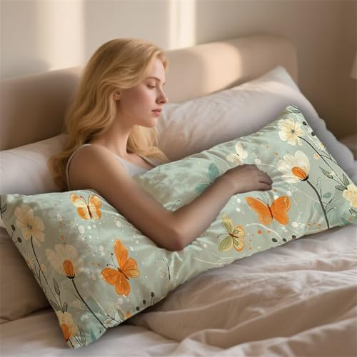 Almohada Corporal Mariposa Funda Cojin 50x180cm Almohada para el Embarazo y la Maternidad, Almohadas para Dormir de Lado Sencillez Almohadas Embarazada Funda de Cojines Grandes Cushion Covers LYD-813