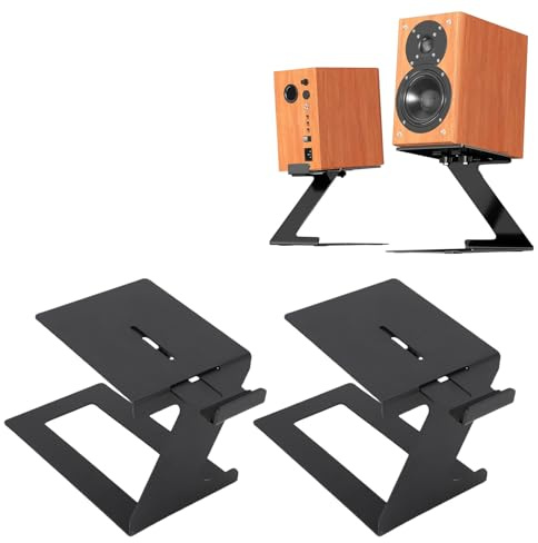 Asixxsix Stand per Altoparlanti Desktop, Riser per Altoparlanti Desktop in Acciaio Al Carbonio con Tampone Anti -vibrazione per Altoparlanti per Computer e Scaffali, Monitor da Studio,