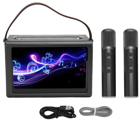 Fockety Tragbare Karaoke -Maschine, WiFi 5.4 Party -Lautsprecher mit 2 Drahtlosen Mikrofonen, App -Texte Display Professionelles Karaoke -System für Familienversammlungen