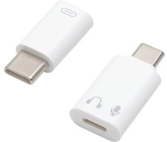 Adaptador Lightning hembra a USB-C macho, 2 unidades Lightning a USB C, adaptador de audio PD27W de carga rápida para cargar transferencia de datos OTG auriculares para iPhone 17/16/15 Pro Max Plus