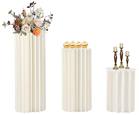 3 jarrones plegables de cartón para bodas, centros de mesa de cartón, exhibición de columnas con tapa acrílica, soporte plegable para flores, columna decorativa para bodas, compromisos, cumpleaños