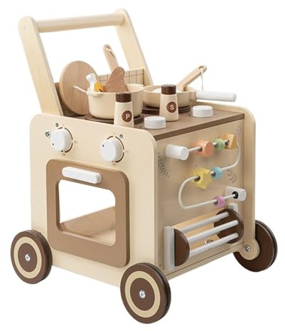 Colcolo Ensemble de Cuisine pour Jeu d'imitation, Jeu de Cuisine pour Tout-Petits, Cadeau d'anniversaire, ustensiles de réalistes en Bois pour bébés, Type Perlé