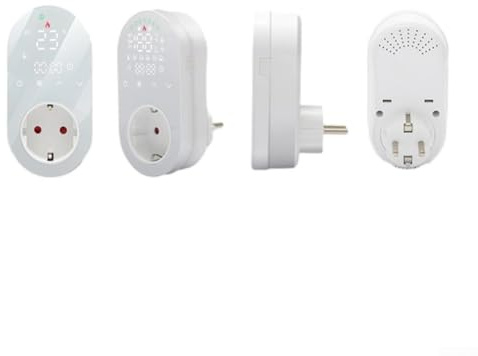 HEBEOT Enchufe inteligente de termostato programable WiFi con pantalla táctil y sonda de temperatura para control de calefacción y refrigeración en áticos, calefacción eléctrica de suelo y pantano (2)