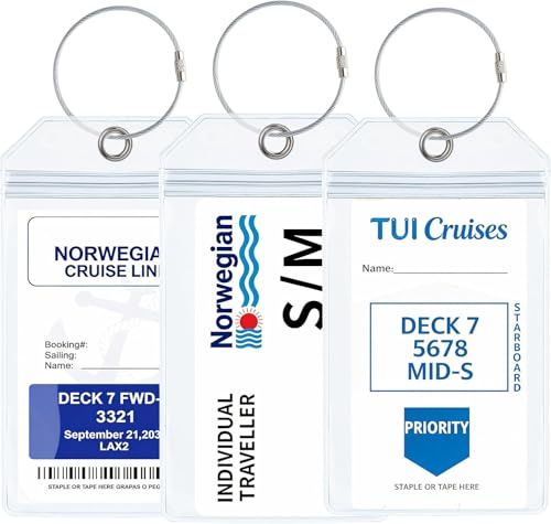 FitDA Kofferanhänger 3 Pack,Kofferanhänger für Kreuzfahrten & Flugreise | Transparente AIDA Gepäckanhänger mit Metallband,Wasserfeste&Robuste,Kofferschilder Anhänger für Aida TUI Mein Schiff(19*11cm)