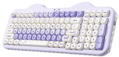 YUNZII C98 Wireless Mechanical Keyboard with Number Pad,99 Key BT5.0/2.4G/USB-C Hot Swap Gasket Mount with PBT MOA Keycaps,Custom RGB,Cute Cake Keyboard for Win/Mac (Purple, Milk V2 Linear Switch)