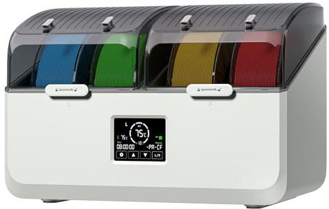 Luocute Scatola Essiccatore per Filamento per Casco Spaziale X4L, capacità 4 Bobine con Doppie Camere Indipendenti Touchscreen LCD Riscaldante a 75 ℃, per Filamento Stampante 3D (Spina UE 220-240 V)