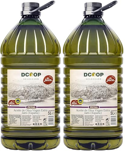 DCOOP Aceite de Oliva Virgen Extra - Variedad Picual, Ideal Para Cocinar, Certificación I.G.P. Aceite de Jaén, Botella PET Conserva las Propiedades del Producto, 5 Litros (Paquete de 2)