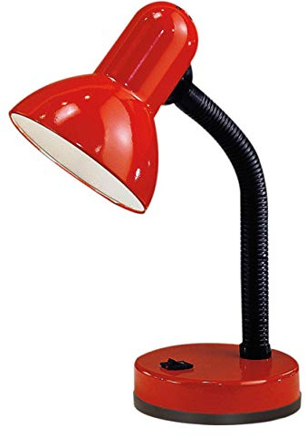 EGLO Tischlampe Basic, 1 flammige Tischleuchte, Schreibtischlampe aus Stahl und Kunststoff, Farbe: Rot, Fassung: E27
