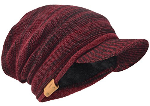 Herren Dick Knit Newsboy Cap Visier Mütze Hut Fleece Gefüttert Strickmützen B319