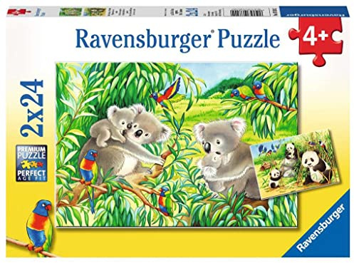Ravensburger Kinderpuzzle - 07820 Süße Koalas und Pandas - Puzzle für Kinder ab 4 Jahren, mit 2x24 Teilen