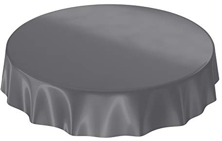 Wachstuchtischdecke Wachstuch abwaschbare Tischdecke Uni Glanz Einfarbig Anthrazit Schnittkante Rund 100cm