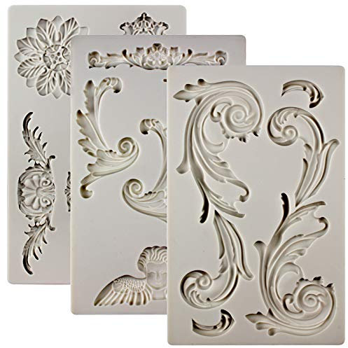 Silikonform Barock-Stil Ornament Engel Vogeltraenke Schnoerkel Kunstdeko Spitze