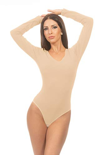 Magi Damen Body Langarm Overall Bodysuit mit Rundhals für Frauen Optimale Alternative für Sport & Freizeit Eleganter Jumpsuit